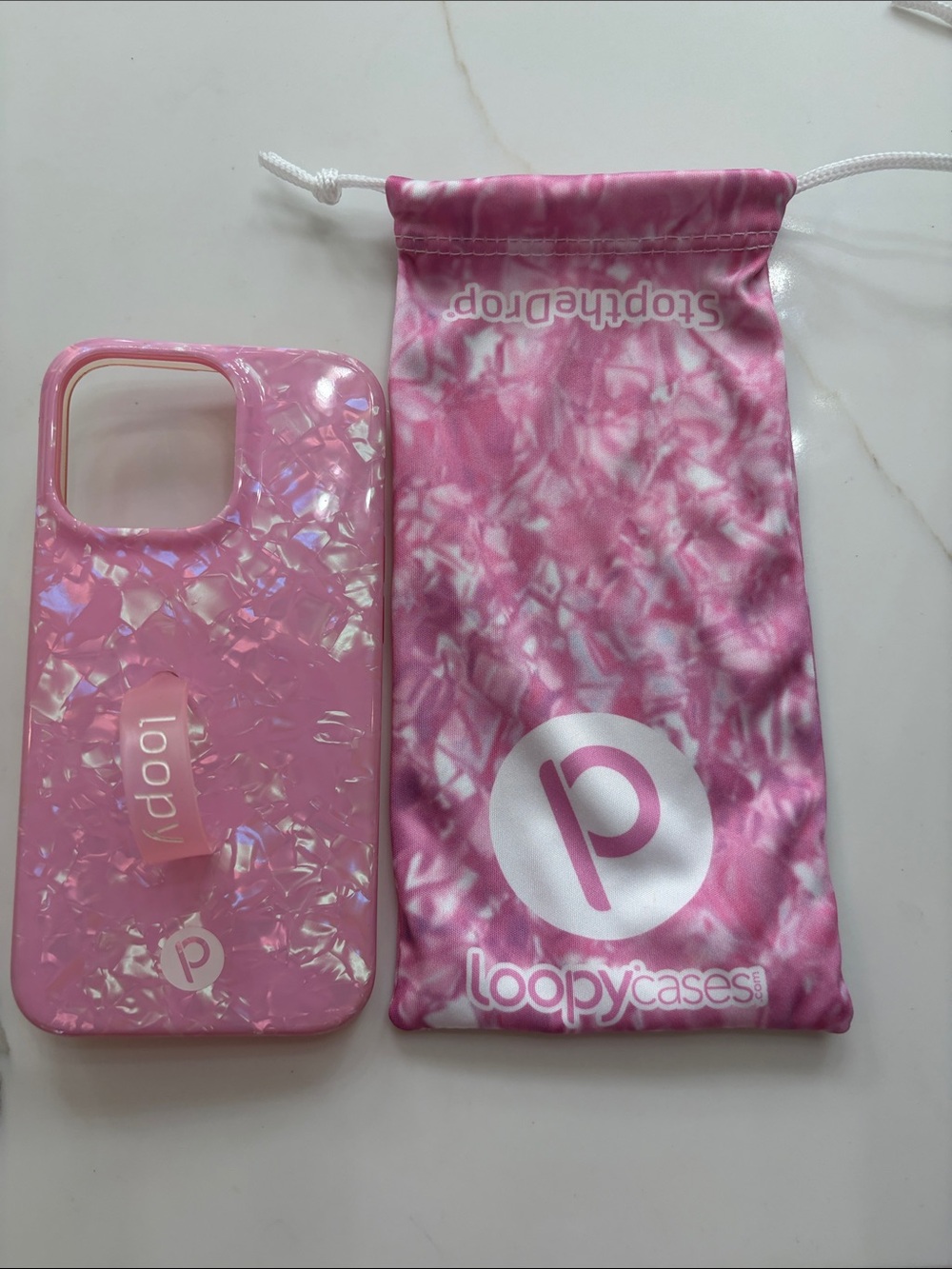 Pink Opal Shell Loopy Case I Phone 13 Pro